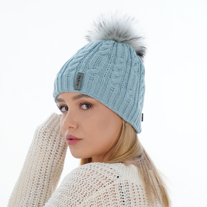 Woman's winter hat black Mirka with pompom