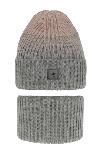Girl's winter set: hat and tube scarf grey Tasha