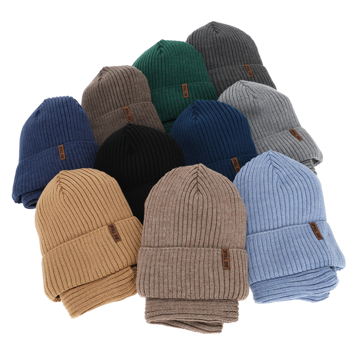 Boy's winter set: hat and tube scarf lined with polar fleece, beige, with merino wool, Colton