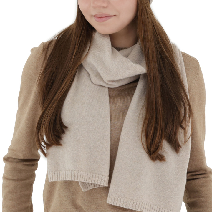 Woman's winter scarf, light beige, merino wool with cashmere, Irenia