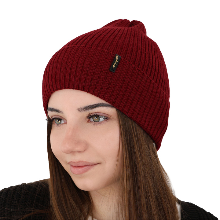 Woman's winter hat, burgundy, 100% merino wool, Megan
