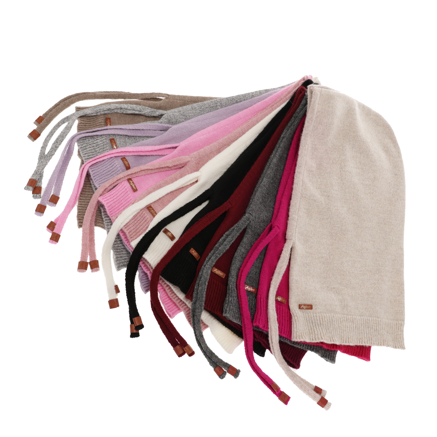 Woman's winter balaclava, brown, with merino wool, Elizabeth