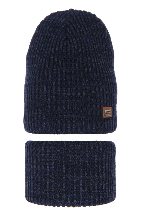 Boy's winter set: hat and tube scarf navy blue Jarys