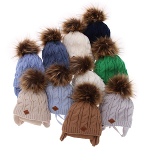 Boy's winter set: hat and scarf beige Minor with pompom