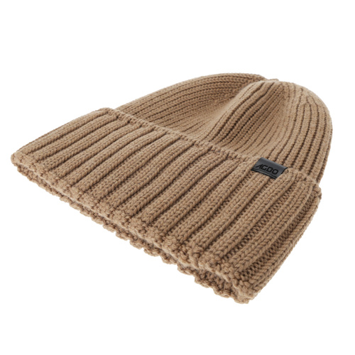 Men's winter hat, camel, 100% merino wool, seamless, Bruner