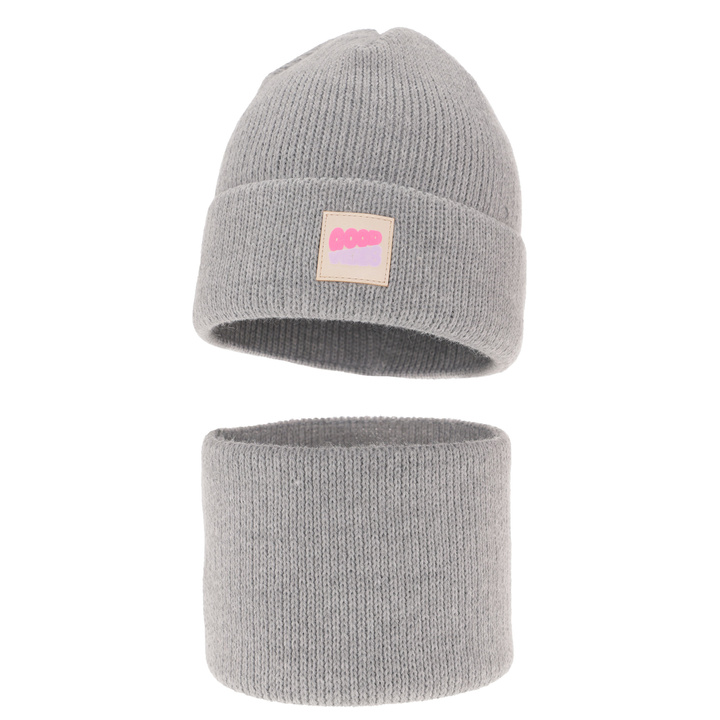 Girl's winter set: hat and tube scarf grey Josephin