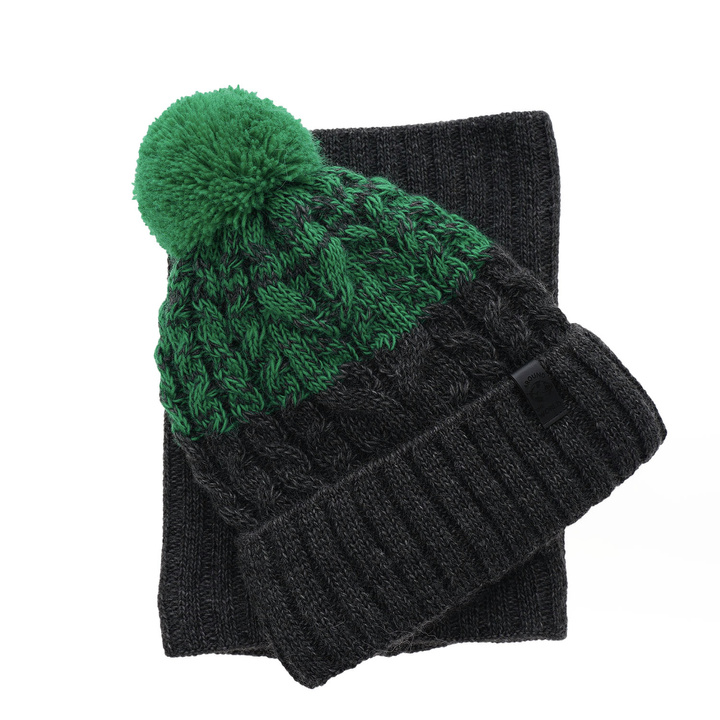 Boy's winter set: hat and tube scarf black Travis with pompom