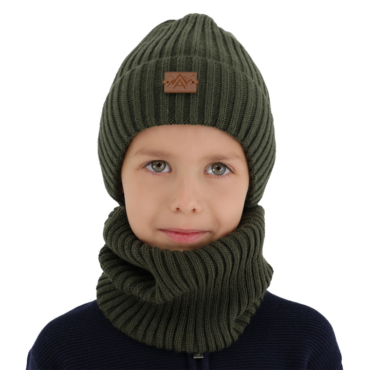 Boy's winter set: hat and tube scarf khaki Fargo