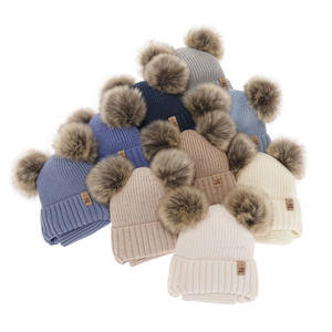 Boy's winter set: hat and tube scarf blue 100% extra fine merino wool Konor