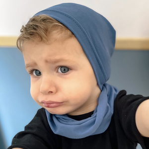 Boy's spring/ autumn set: hat and tube scarf blue Hazel