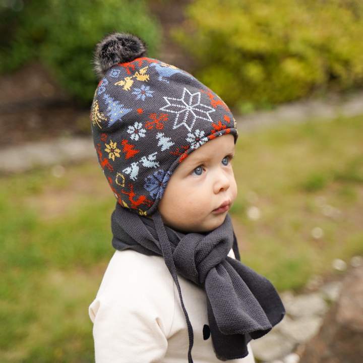 Boy's winter set: hat and scarf orange Remek