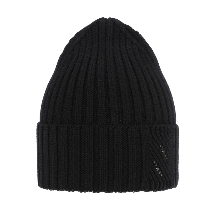 Woman's winter hat black Ariga 100% extra fine merino wool