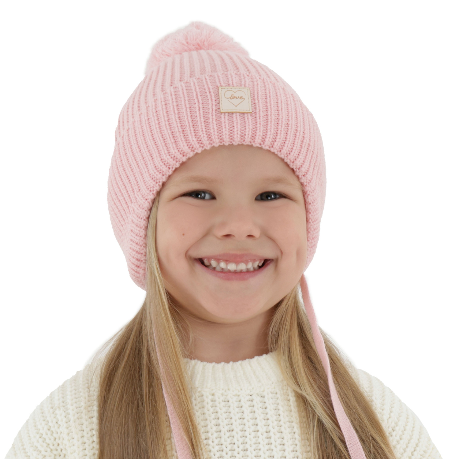 Girls' winter hat pink 100% extra fine merino wool, lined with wool fleece Hakkari