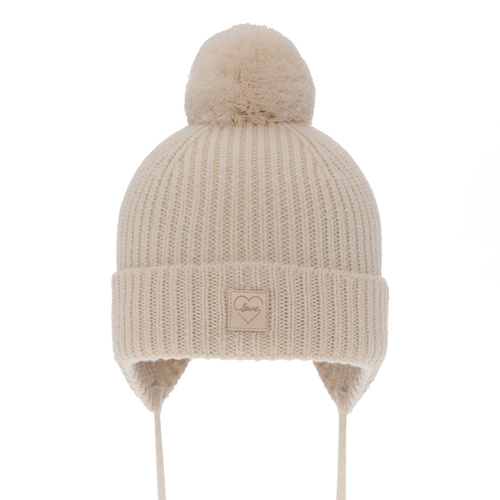 Girls' winter hat pink 100% extra fine merino wool, lined with wool fleece Hakkari