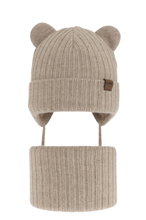Boy's winter set: hat and tube scarf beige Ferven