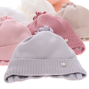 Girl's spring/ autumn hat pink Oliwka with ears
