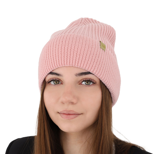 Woman's winter hat beige Isla 100% extra fine merino wool