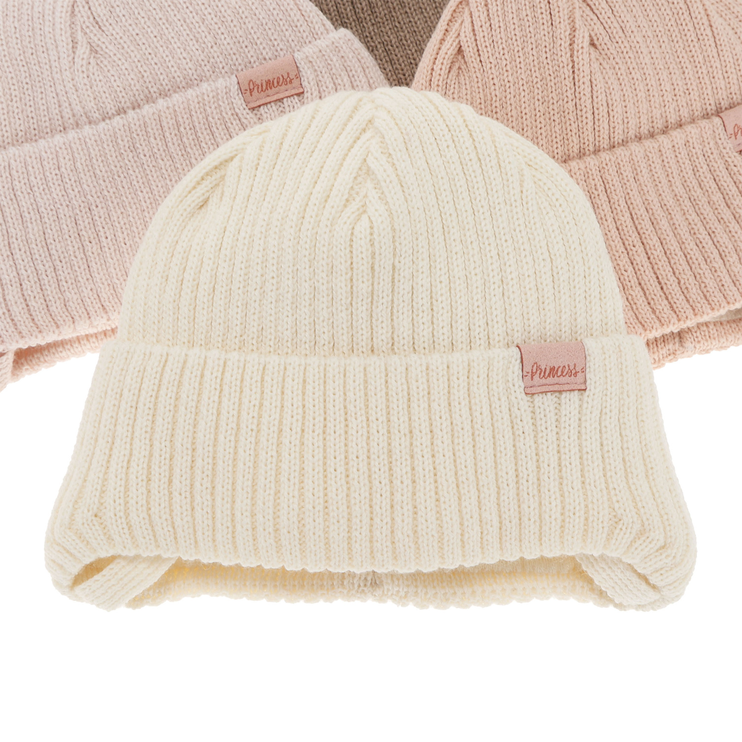 Girl's winter hat, light pink, with ears, with merino wool, Punia
