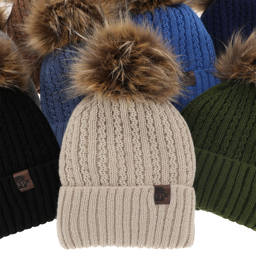 Boy's winter set: hat and tube scarf beige with pompom Lars