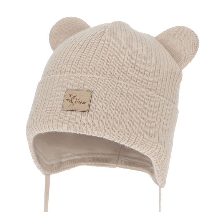 Girl's spring/autumn hat, beige, with ears, Djona