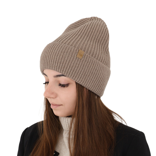 Woman's winter hat, camel, 100% merino wool, Isla