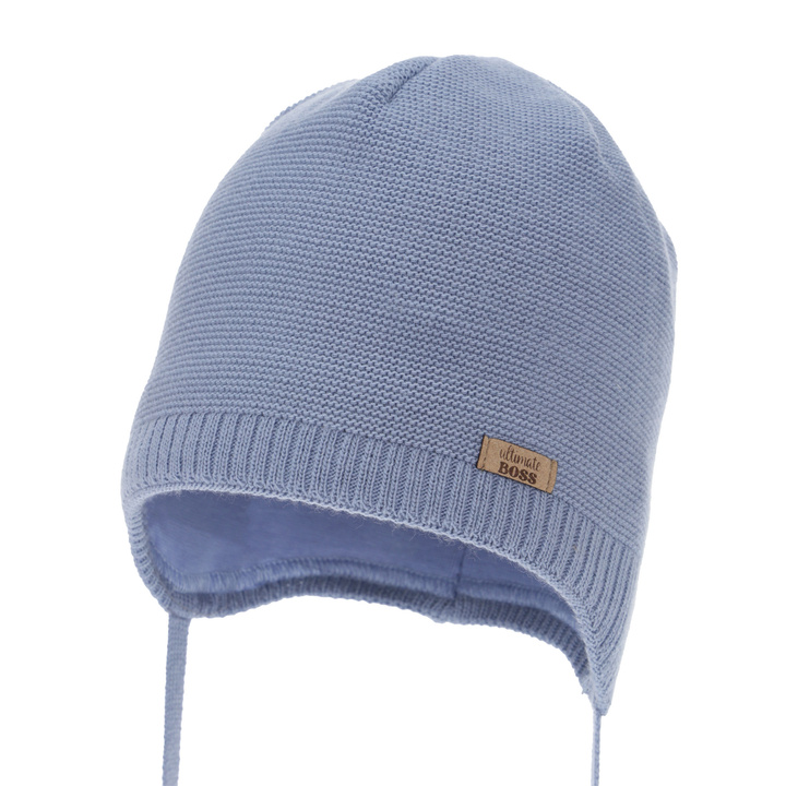 Boy's spring/ autumn hat, light blue, with ears, Valdis