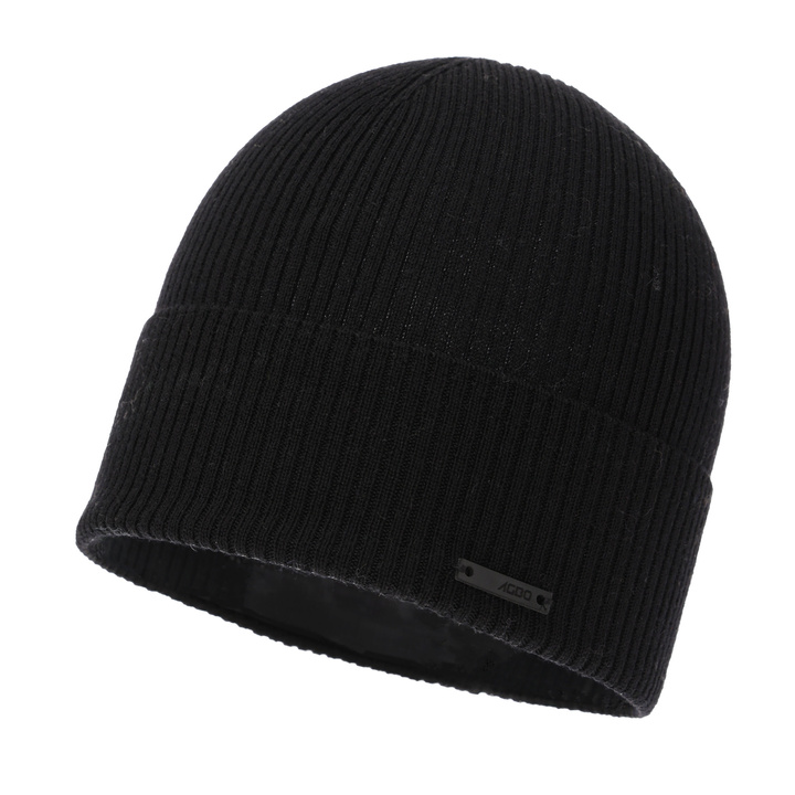 Men's spring, autumn hat black 100% merino wool Fleur