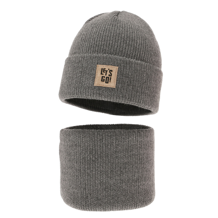 Boy's winter set: hat and tube scarf grey Joseph
