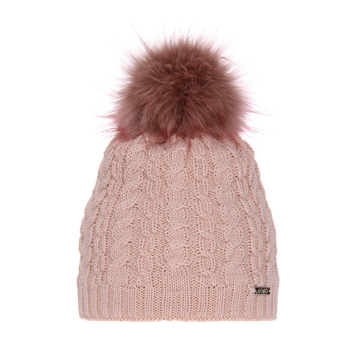 Woman's winter hat pink merino wool Satina