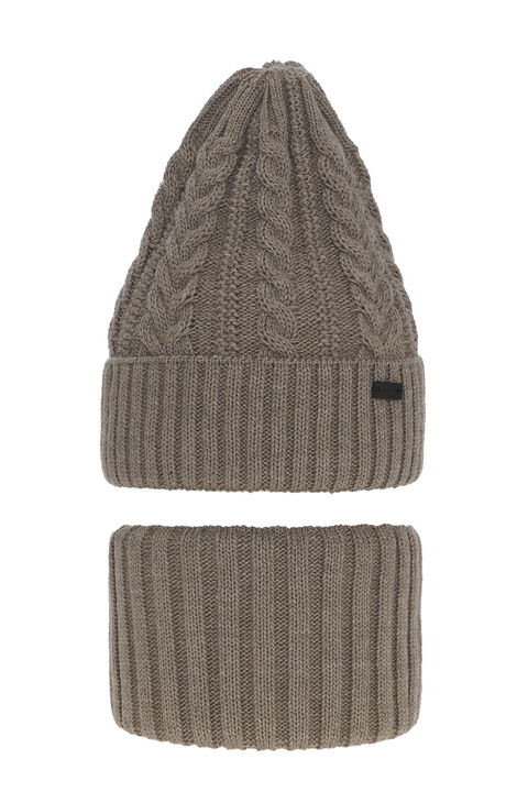 Boy's winter set: hat and tube scarf beige Colins