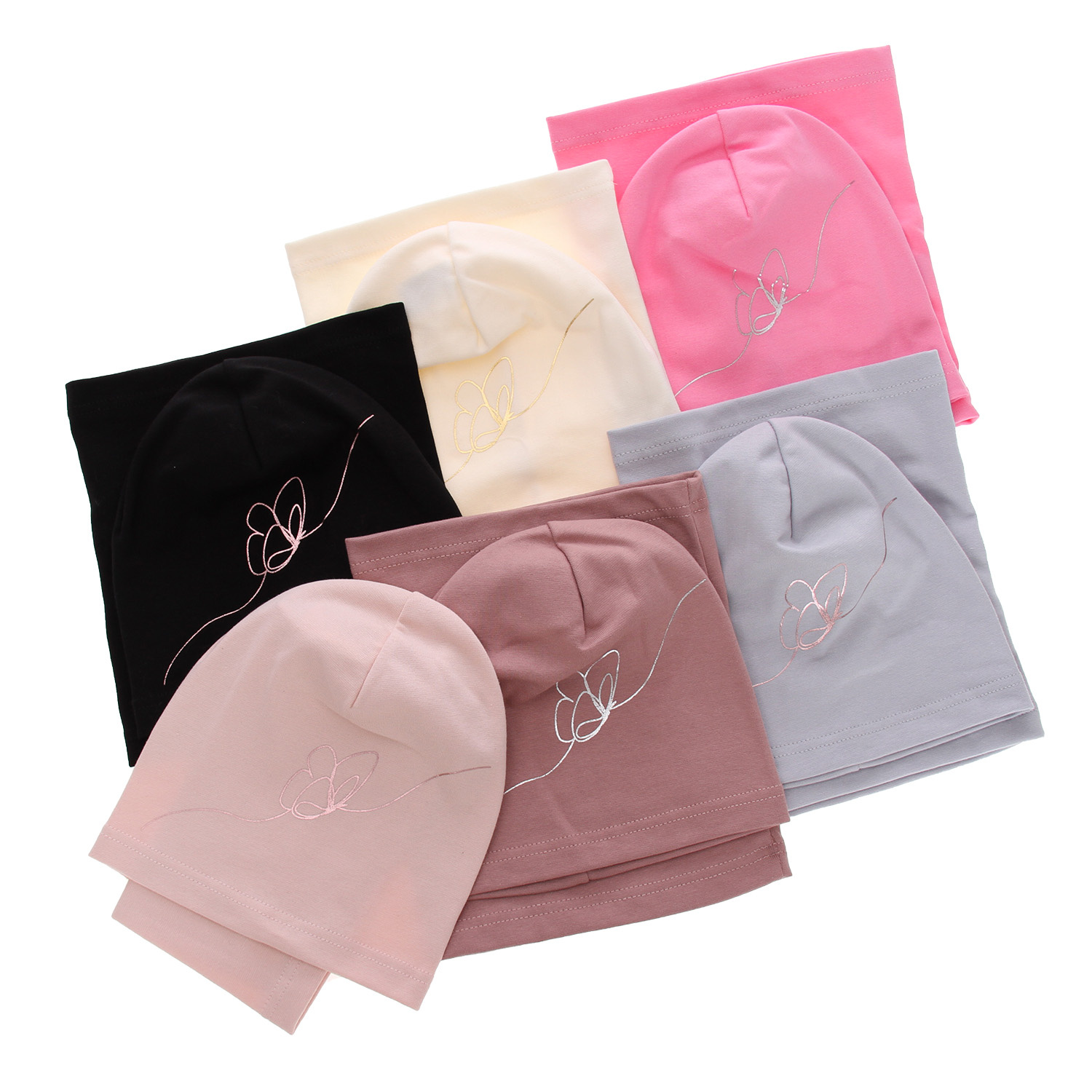 Girl's spring/ autumn set: hat and tube scarf ecru Jula