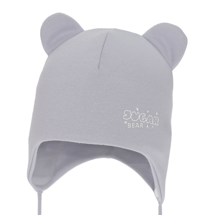 Girl's spring/ autumn hat, gray, cotton, with ears, Kelda
