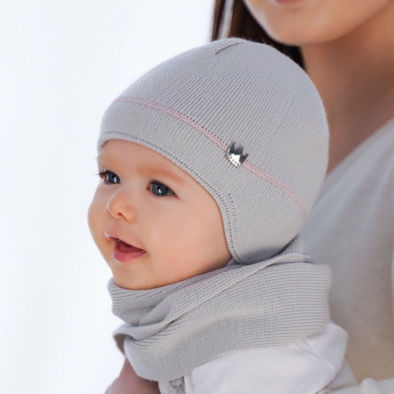 Girl's winter set: hat and scarf ecru Elina