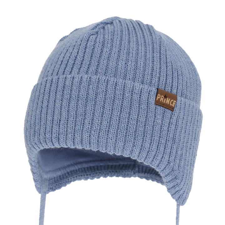 Boy's winter hat, with ears, with merino wool, blue, Puser
