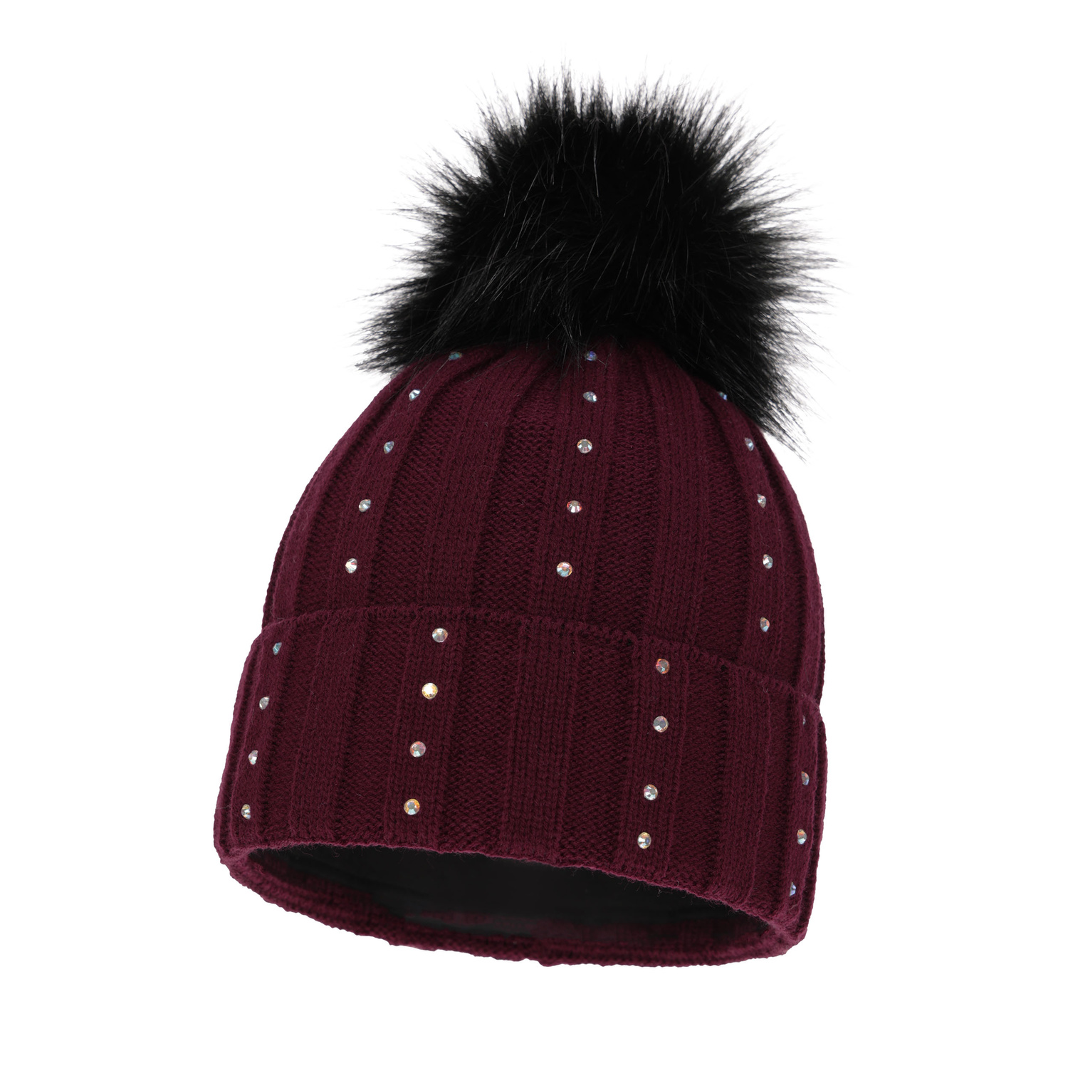 Woman's winter hat burgund Mada with pompom