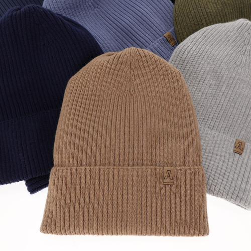 Boy's spring/ autumn set: hat and tube scarf blue 100% extra finemerino wool Lemas