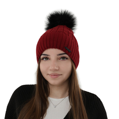 Woman's winter hat in pink merino wool Talaria