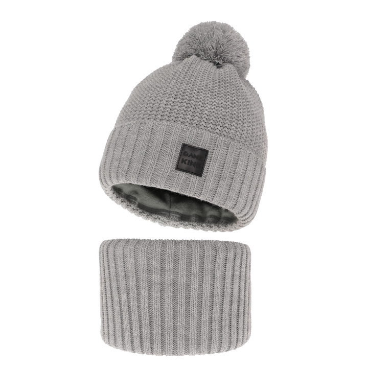 Boy's winter set: hat and tube scarf grey Conan