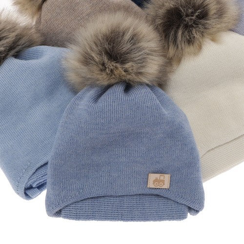 Boy's winter set: hat and scarf in blue merino wool Anastazy