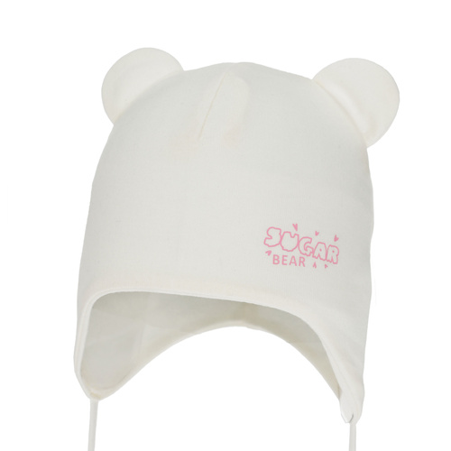 Girl's spring/autumn hat, cream, cotton, with ears, Kelda