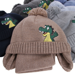 Boy's winter set: hat and tube scarf grey Damir with pompom