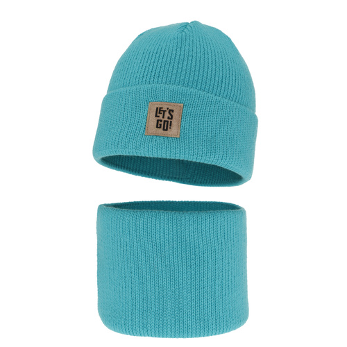 Boy's winter set: hat and tube scarf blue Joseph