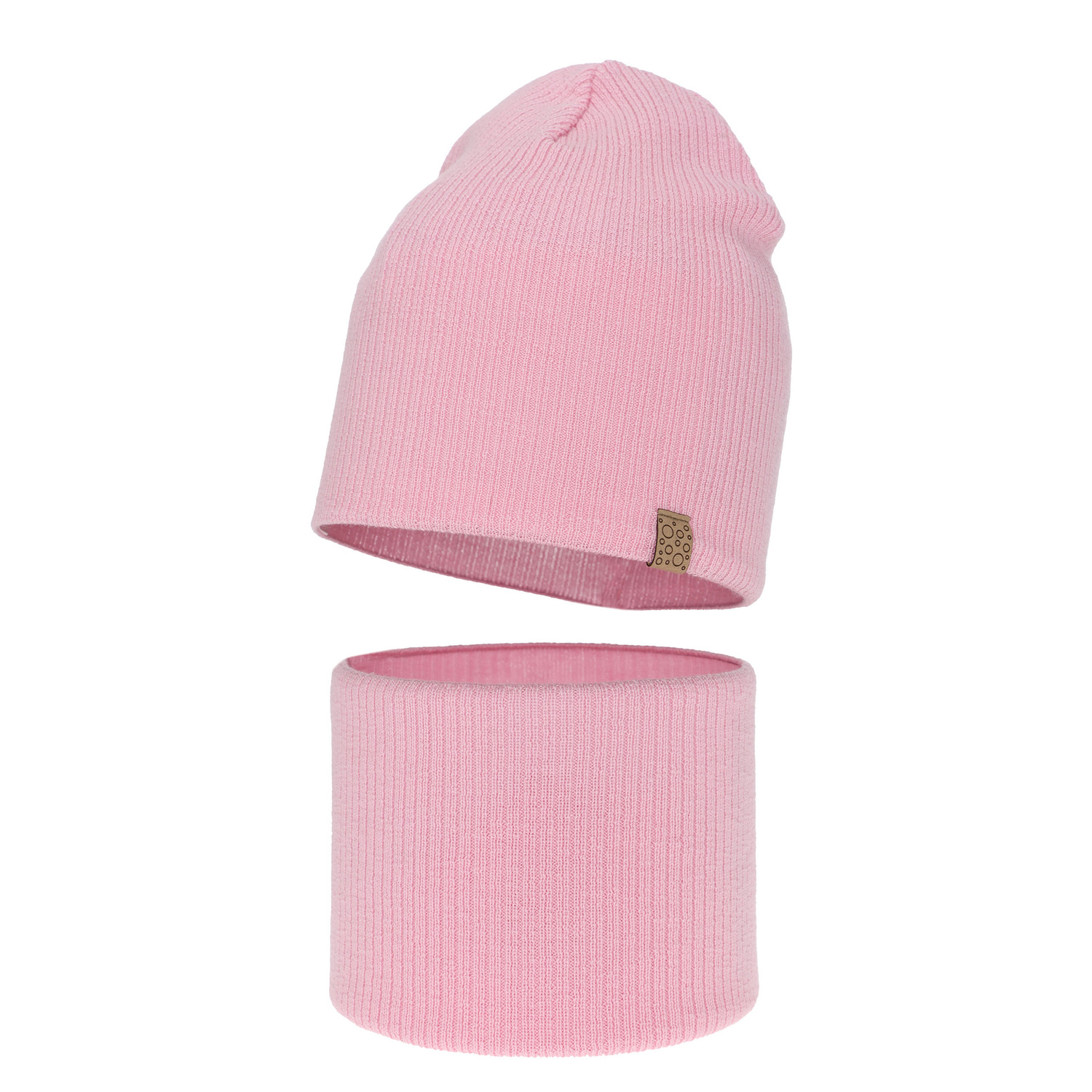 Girl spring autumn set hat and tube scarf pink 100% extra fine merino wool Ricona