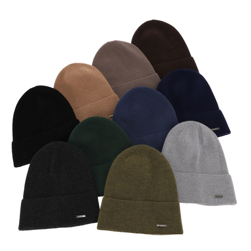 Men's spring and winter hat grey 100% extra fine merino wool Memfis