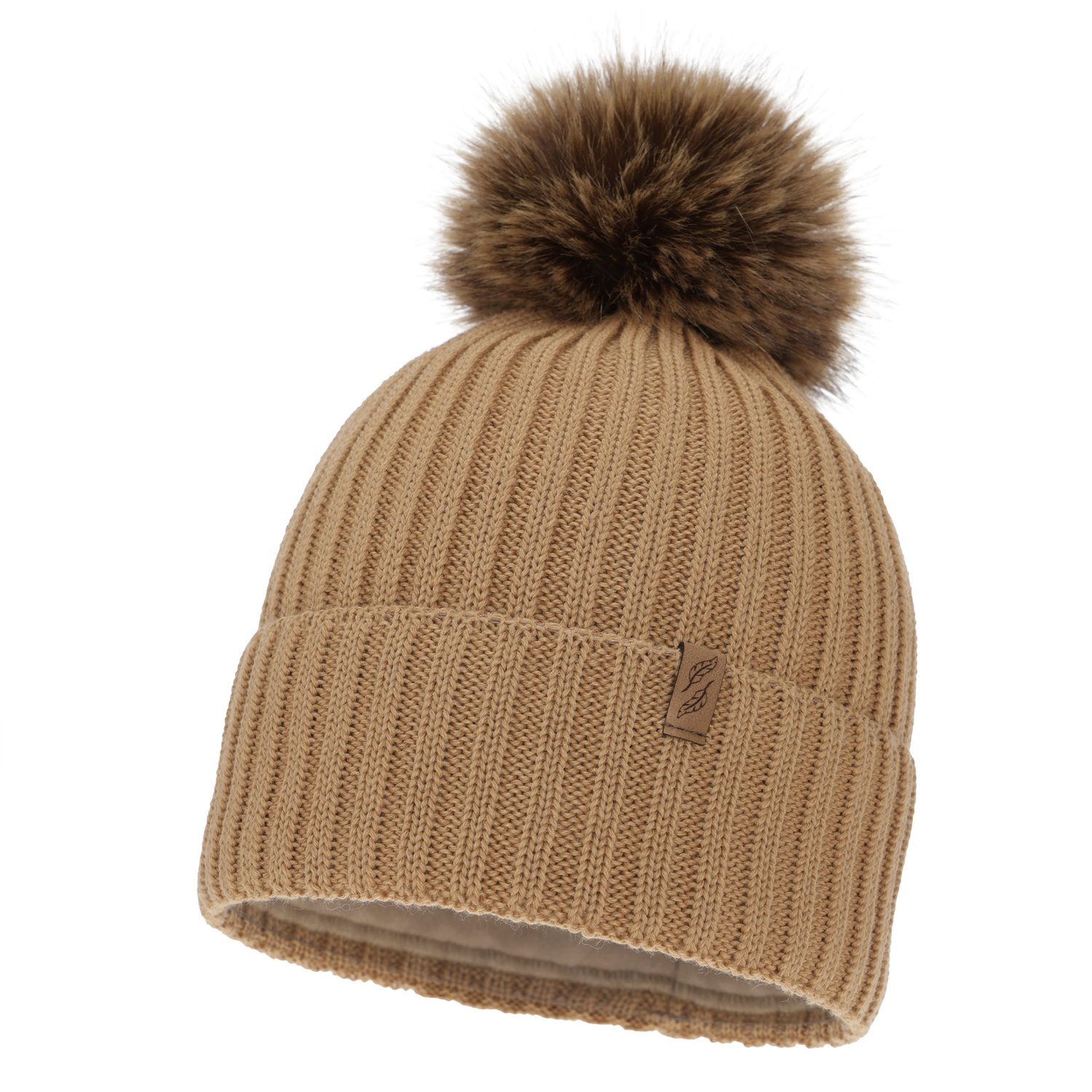 Woman's winter hat, camel, with merino wool, Zamira