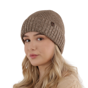 Woman's winter hat, khaki, merino wool Alvara