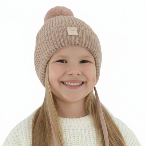 Girls' winter hat camel 100% extra fine merino wool, lined with wool fleece Hakkari