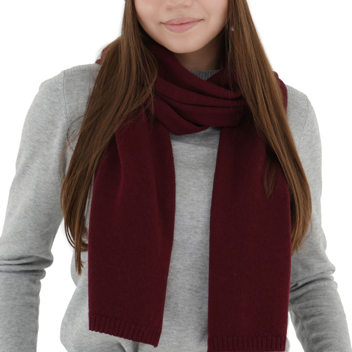 Woman's winter scarf, burgundy, merino wool with cashmere, Irenia