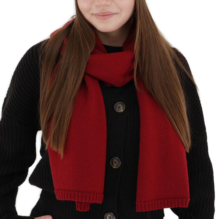 Woman's winter scarf, burgundy, 100% merino wool, Elonia