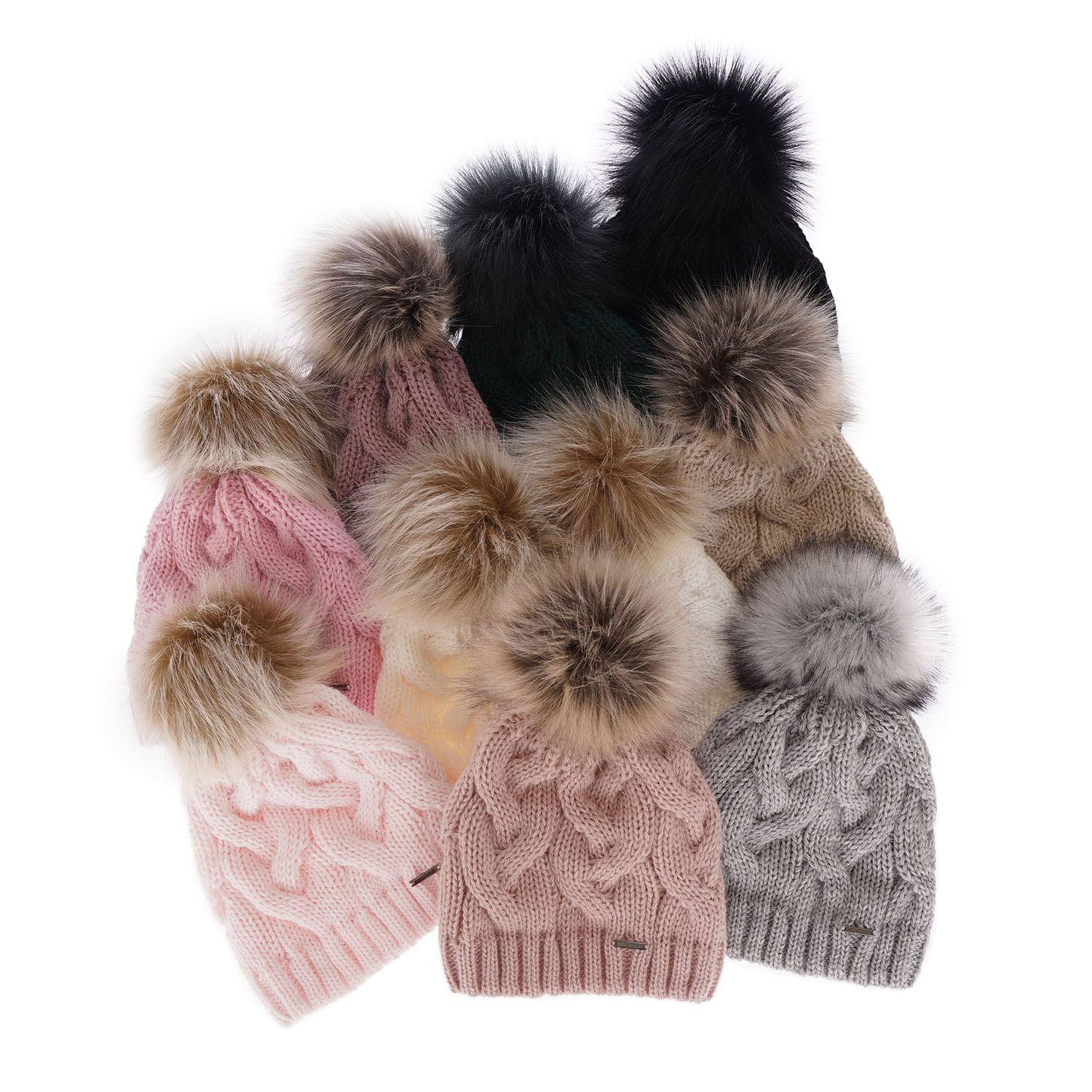 Woman's winter hat pink Terri with pompom